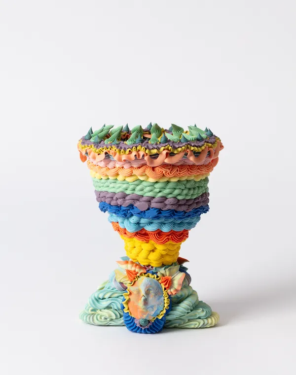 Ebony Russell, Polychrome Urn with Horned Woman I, 2025