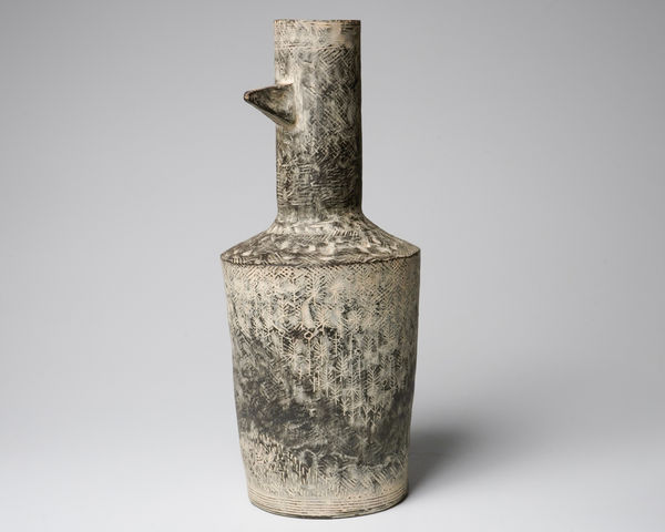 Yasuhara Kimei 安原喜明, Flower Vase 花挿 炻器線彫文