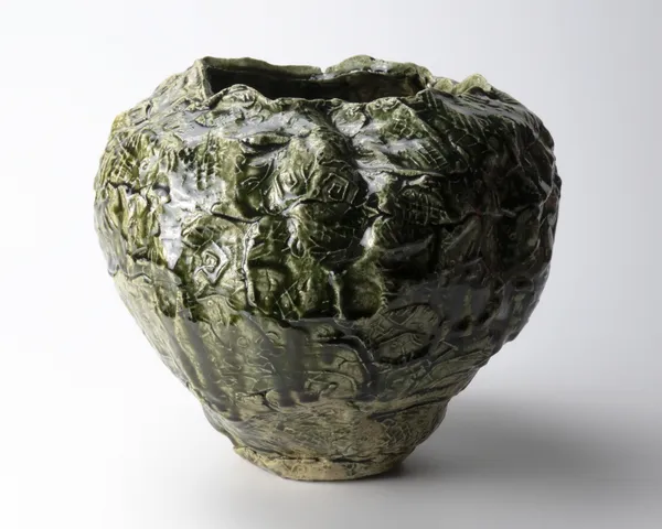 Suzuki Goro 鈴木五郎 Oribe Jar with engraved designs