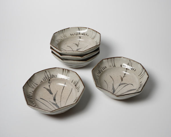 Arimitsu Takechika 有光武元, Set of 5 Octagonal Karatsu Mukozuke Dishes