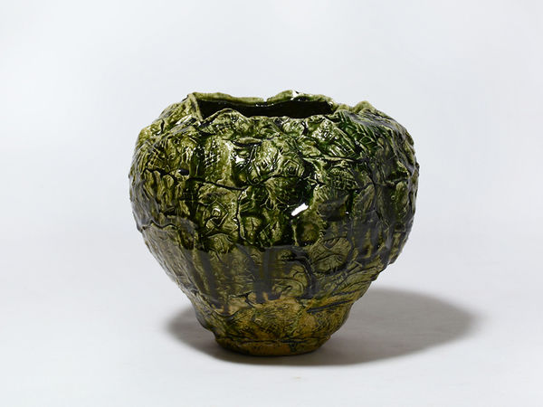 Suzuki Goro 鈴木五郎 Oribe Jar 織部 小壷 ( 刻紋 )