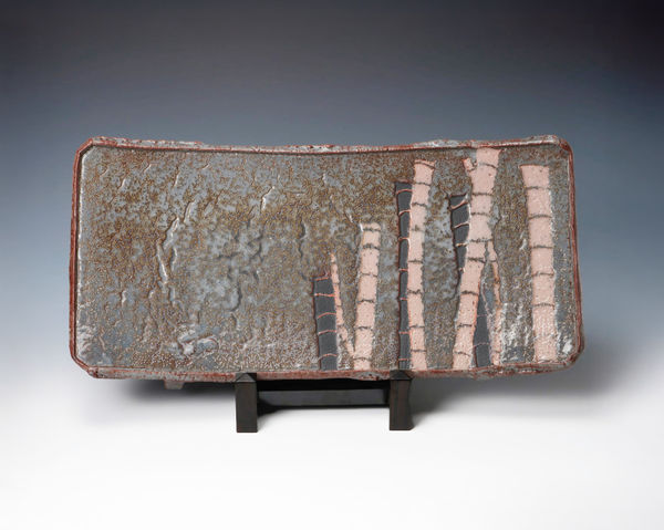 Wakao Toshisada 若尾利貞, Nezumi Shino Platter, Impressions of a Bamboo Grove