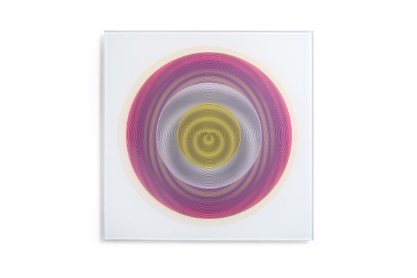 Zsuzsanna Korodi NPF02, 2023 polished, laminated optical glass, uv paint, enamel 80 x 80 cm 31 1/2 x 31 1/2 in