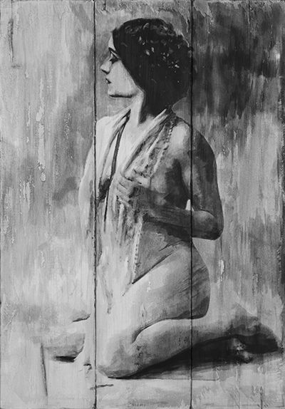 Yz Ladybird IV Ink and paper on wood 90 x 130 cm