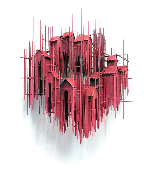 David Moreno En comunidad Steel, paint. 78 x 26 x 82 cm 31 x 10 x 30 inches