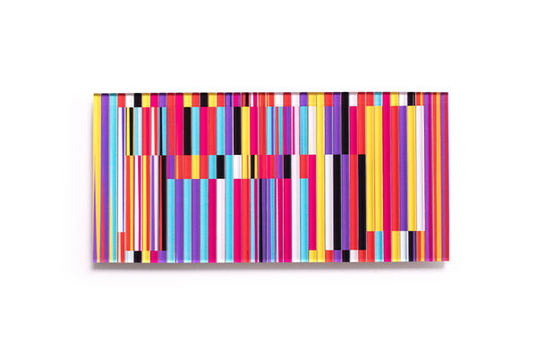 Zsuzsanna Korodi Carnival games, 2022 polished, glued optical glass, uv paint 28 x 60 cm 11 x 23 5/8 in