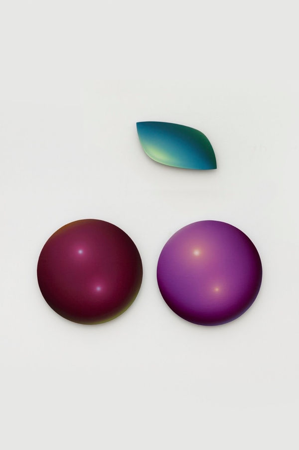 Li Shurui Bionic Cherry No.1, 2019 Acrylic on canvas on board ø 50 cm (x2), 21,5 x 44 cm ø 19 3/4 in, 8 1/2 x 17 3/8 in