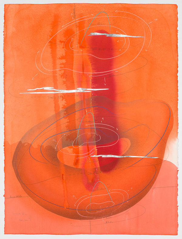 Jorinde Voigt Immersion VI (4), 2018 ink, India ink, aluminium leaf, pastels, oil chalks, pencil on paper 29 15/16 x 22 1/16 in (76 x 56 cm)