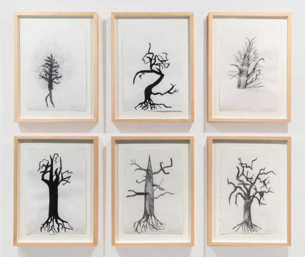 Albert Oehlen Untitled (Baumzeichnungen / Tree Drawings), 1990 graphite and ink on paper, six drawings each: 12 x 8 1/2 in (30.5 x 21.6 cm)