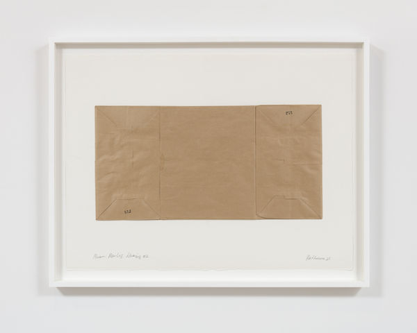 Dorothea Rockburne Brown Paperbag Drawing #2, 2025 brown paper bags on paper 22 3/4 x 30 in (57.8 x 76.2 cm) framed: 26 x 33 1/4 in (66 x 84.5 cm)