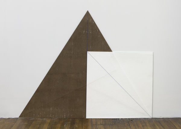 Dorothea Rockburne Golden Section Painting: Triangle, Square, 1974 chalk, varnish, and gesso on linen 54 1/2 x 67 in (138.4 x 170.2 cm)