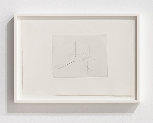Fred Sandback Etching on Zinc, 1975 etching 10 1/2 x 15 1/4 inches (sheet size) 26.7 x 38.7 cm 6 x 7 5/8 inches (image size) 15.2 x 19.4 cm