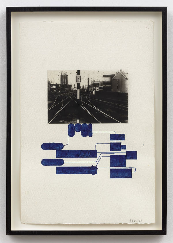 Barry Le Va Study for Sculpture, Köln, from the series, "Connected; Disconnections-- Travel/Thought", 2000 collage and fiber-tipped pen on paper 22 1/2 x 14 3/4 in (57.2 x 37.5 cm)