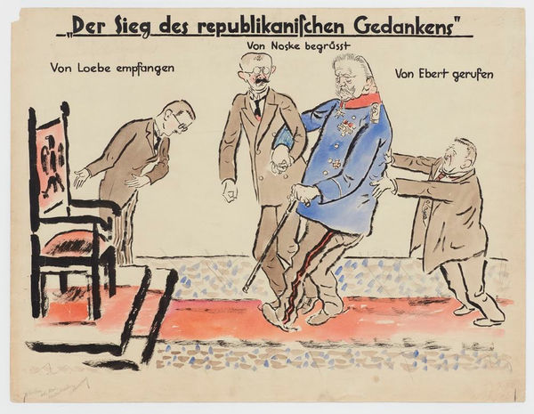 George Grosz Der Sieg des republikanischen Gedankens(The Victory of Republican Thought), 1925 watercolor, reed pen and ink on paper 20 1/2 x 26 3/4 in 52.2 x 67.8 cm
