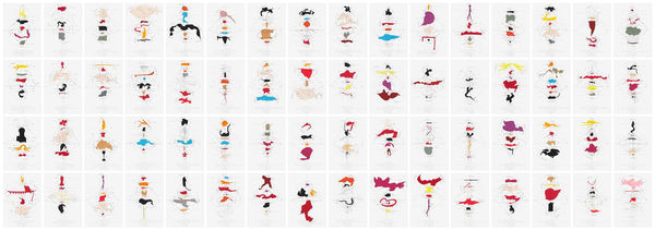 Jorinde Voigt Japanese Erotic Art 17th-19th Century (1-64), 2012 colored vellum and Ingres paper, pencil, ink on watercolor paper; 64 parts each sheet: 20 1/16 x 14 3/16 in (51 x 36 cm)