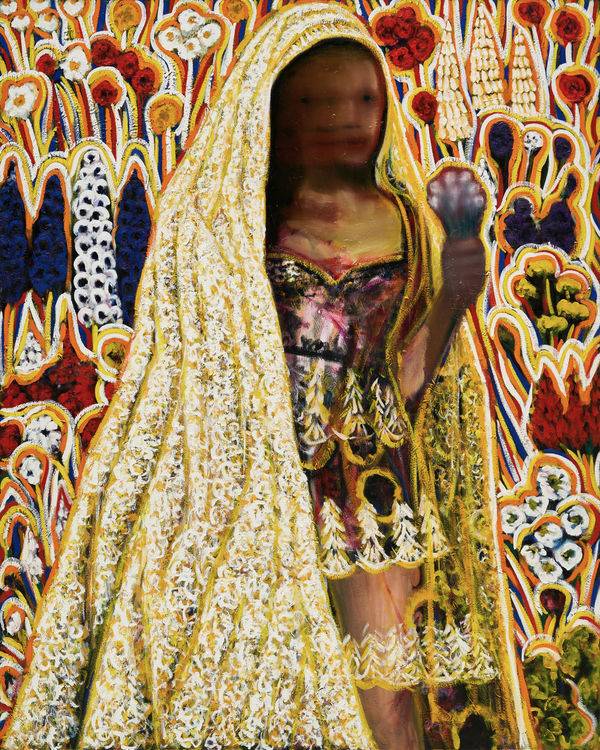 Jaeheon Lee 꽃밭 속의 형상 Figure in a garden, 2023-2024 oil on canvas 63 3/4 x 51 1/8 in (162 x 130 cm)