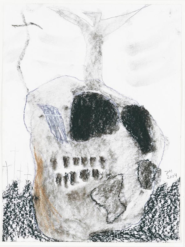 Jonathan Meese Studie zu Schädel I, 2004 graphite, charcoal, and crayon on paper 15 3/4 x 11 3/4 in 40 x 30 cm