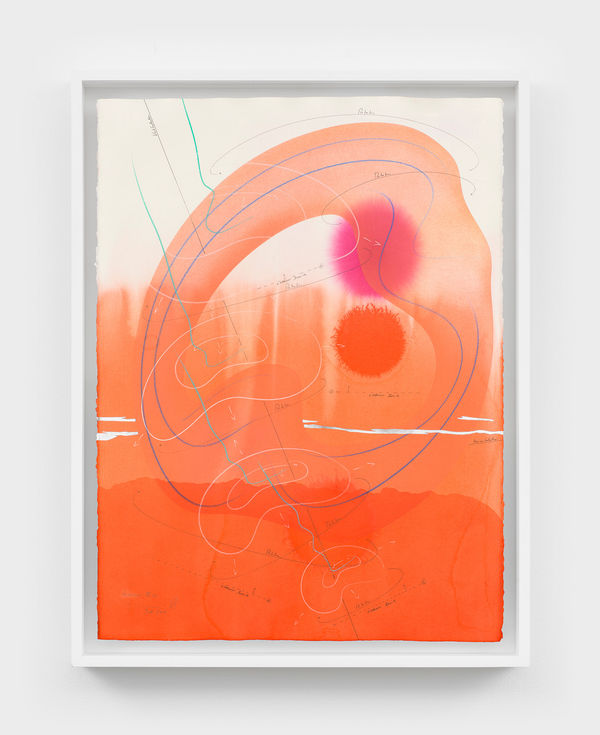 Jorinde Voigt Immersion VI (1), 2018 ink, India ink, aluminium leaf, pastels, oil chalks, pencil on paper 29 15/16 x 22 1/16 in (76 x 56 cm)