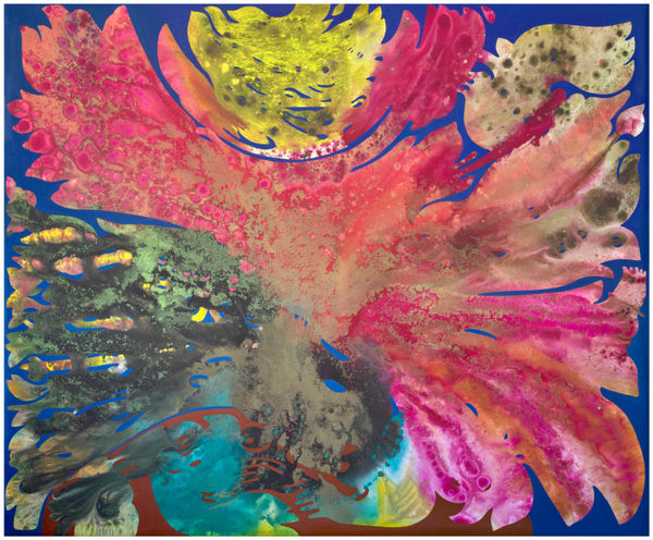 Vian Sora The Sky from Below, 2024-25 mixed media and oil on canvas 75 x 90 in (190.5 x 228.6 cm)