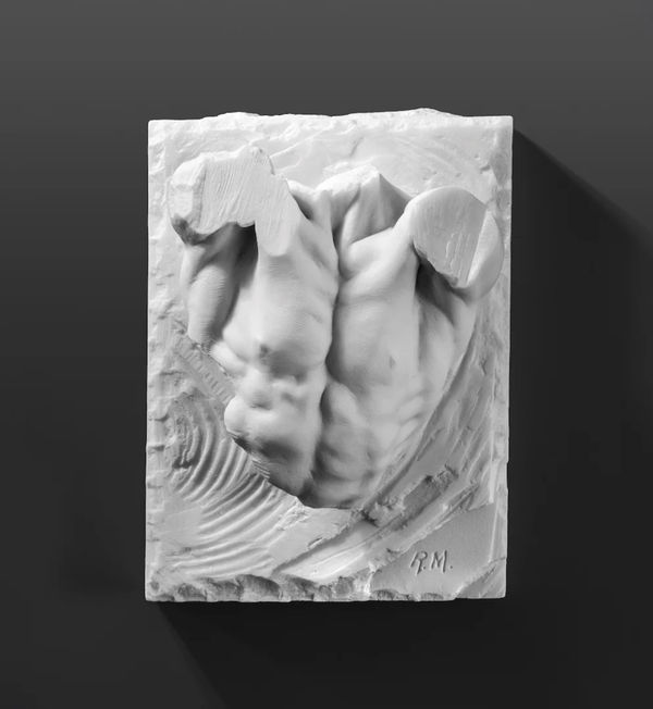 Male Torso Fragment, Marble Dust, Resin