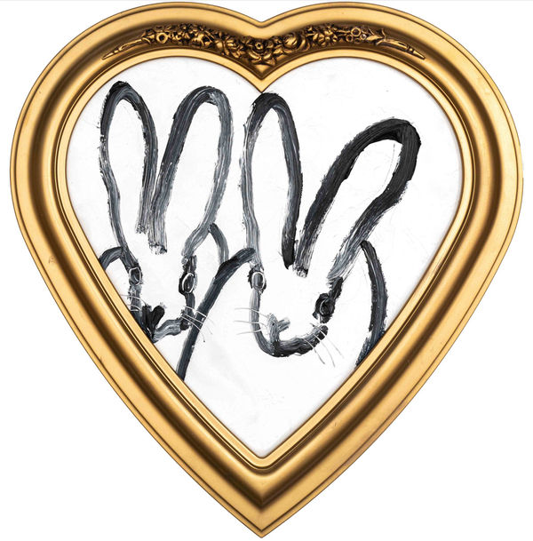 Hunt Slonem Double Bunny (Wednesday), 2025 Oil on wood 19 x 19"