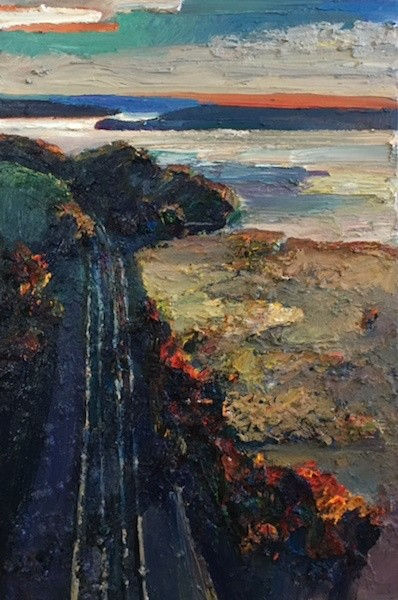 The Rail-Track on Hudson Toward NYC at Catskill