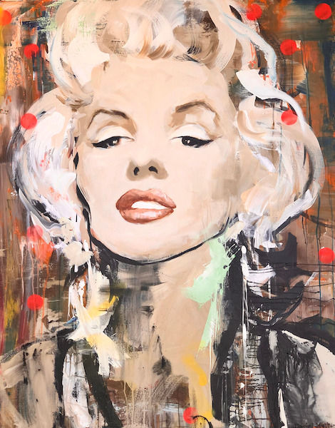 Daniel Maltzman Marilyn with Red Dots, 2021 Oil, spray paint and acrylic on canvas 60 x 48"
