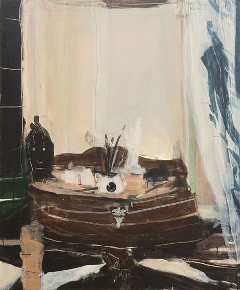 Peter Godwin, Painter's Table, Mars Black Tube and Kwoma Mask, 2024