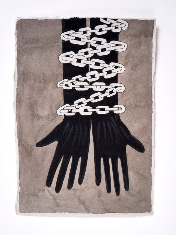 Boris Hoppek, Bimbo chained hands, 2017