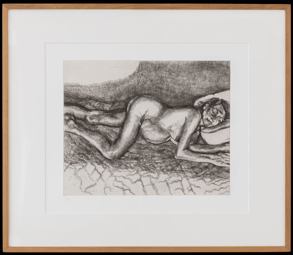 Lucian Freud Before the Fourth, 2004 Original etching on Somerset white paper, framed Initialed by the artist in pencil, lower right on recto Plate: 34.3 x 42.5 cm (13 1/2 x 16 3/4 in.) Sheet: 57.3 x 66 cm (22 ½ x 26 in.) Framed: 66.7 x 73.9 cm (26 x 29 in.) Edition of 46 (Edition record)