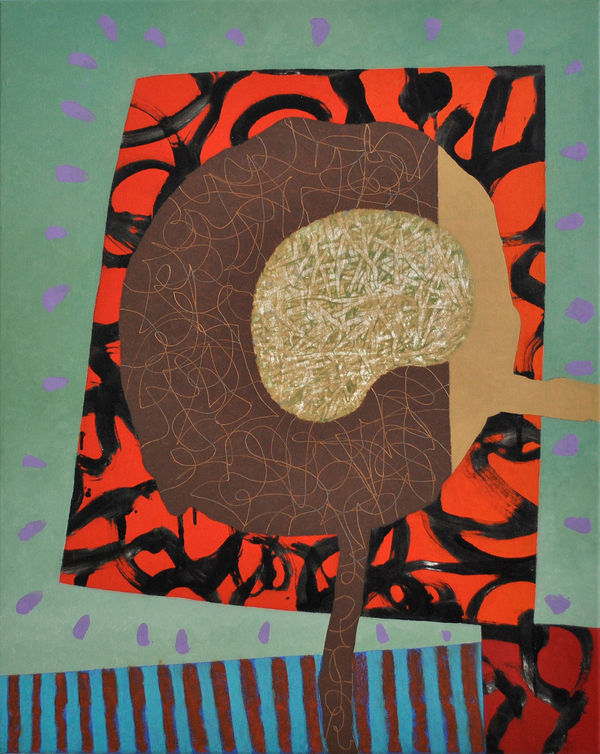 Coastal Painting with Organic Abstract Form