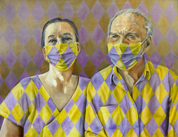 Léopold Franckowiach, Self-portrait with Columbine, 2020