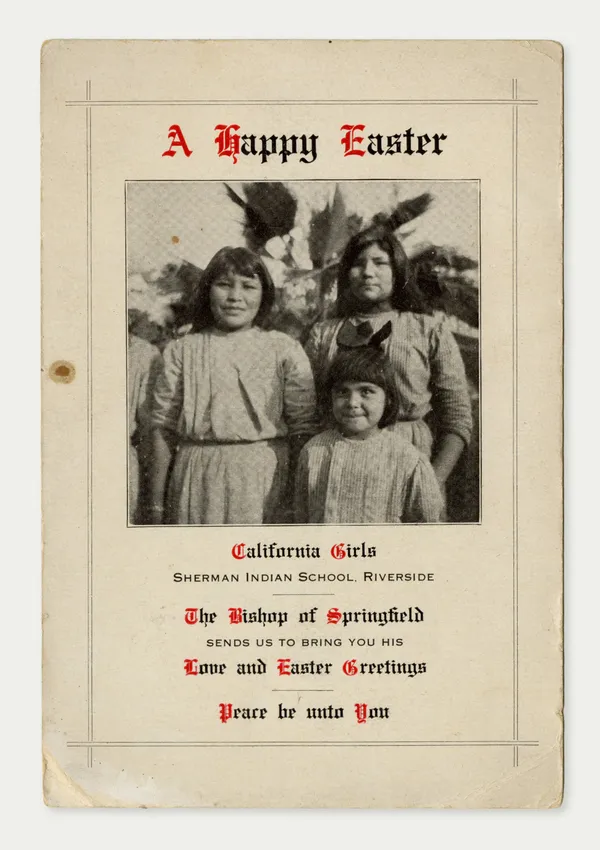 [Sherman Indian School], Photographically-Illustrated Easter Card from Riverside, CA, c. 1920