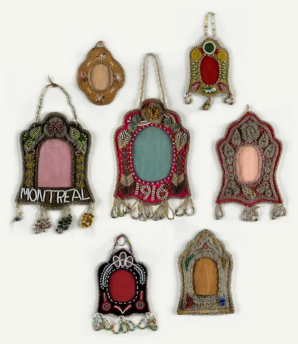[Beadwork], Collection of beaded photo-frames, c. 1890-1920