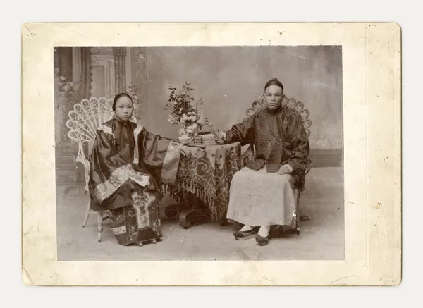 Hell's Studio, Pair of Oversized Cabinet Cards of Chinese-Americans in Sonora, CA, c. 1890s