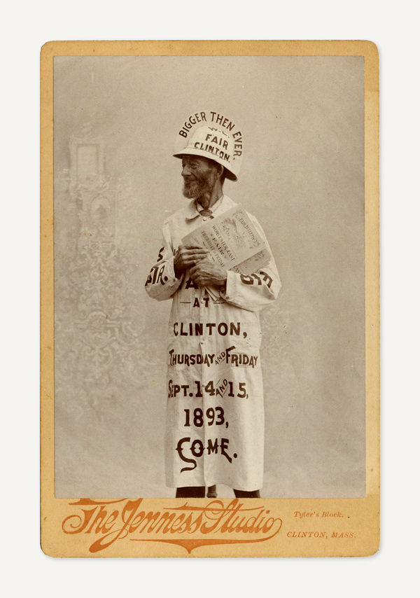 The James Studio, Man in Advertising Attire for the Clinton, MA, Fair, 1893