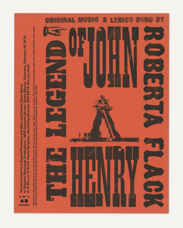 [Roberta Flack], Flyer Advertising the Premiere of the Film "The Legend of John Henry" in Los Angeles, 1974
