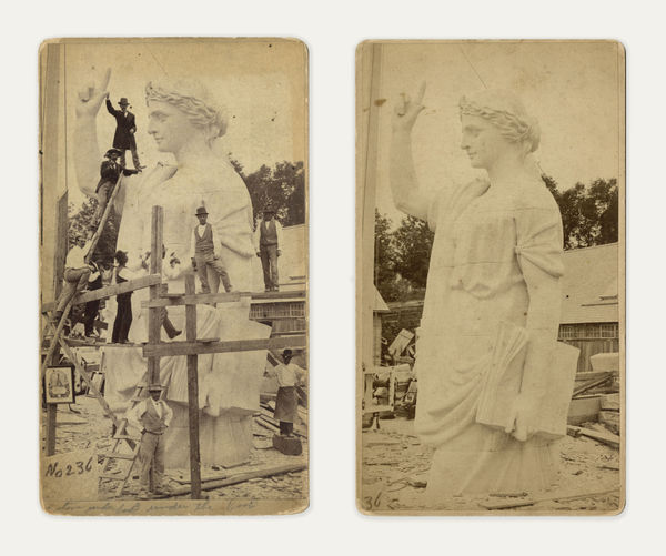 Morse & McIntosh, Cabinet cards showing the Construction of the "Statue of Faith" at Plymouth Rock Monument, 1877