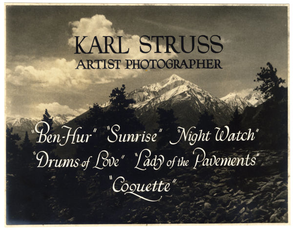 Karl Struss, Pair of Unique Advertising photographs, promoting Struss' profession as both Cinematographer and Artist Photographer, c. 1930