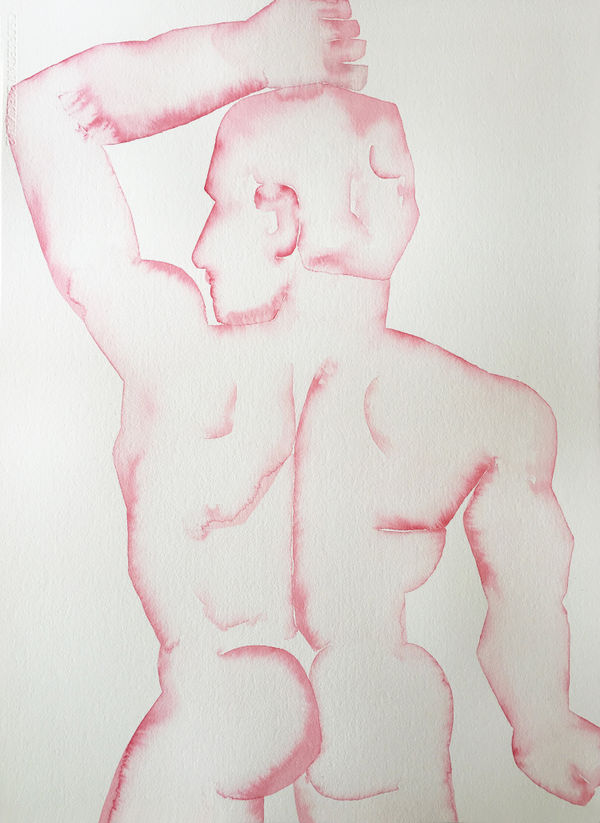 HU Zi 胡子 Wrestler I, 2017 Gouache on paper 纸上水粉 76 x 55.5 cm