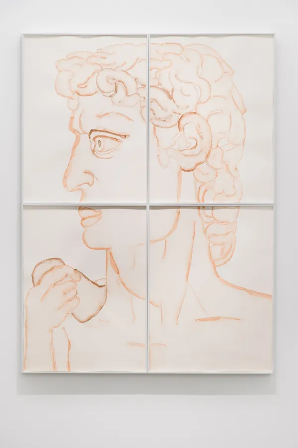 HU Zi 胡子 Michelangelo David, 2018 Gouache on paper 纸上水粉 76.5 x 56 cm 153 x 112 cm（76.5 x 56 cm x4）