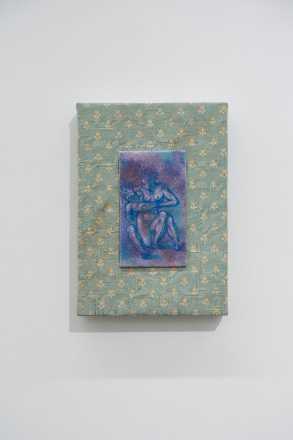 ZHANG Yunyao 张云垚 Study in Two Figures 两个身体的习作, 2019 Graphite and pigment on felt，fabric 石墨、色粉毛毡、纺织布 16 x 9 cm with underlay 29 x 20.5 cm 16 x 9 cm 带底衬 29 x 20.5 cm