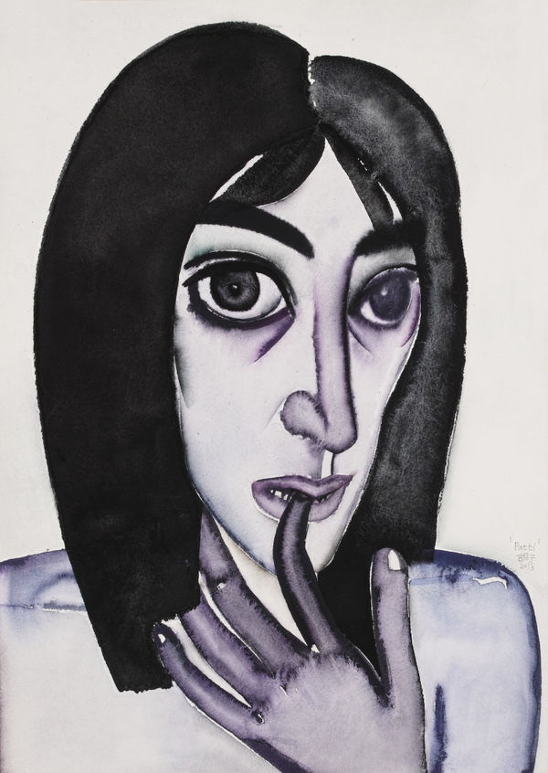 HU Zi 胡子 Patti, 2013 Gouache on paper 纸上水粉 53.5 x 37.5 cm