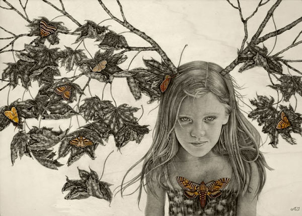 Alessia Iannetti Sophia , 2013 Graphite, Watercolur, ink on wood 50 x 70 cm