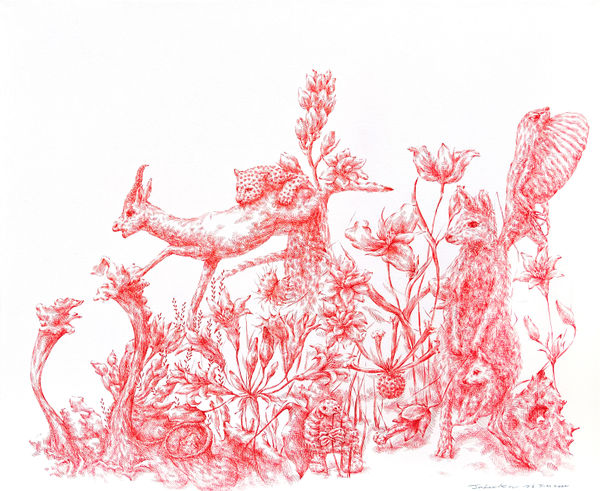 JooLee Kang Secret Garden #6, 2022 Pen on paper mounted on wood panel 50 x 61 cm 19.7 x 24 in