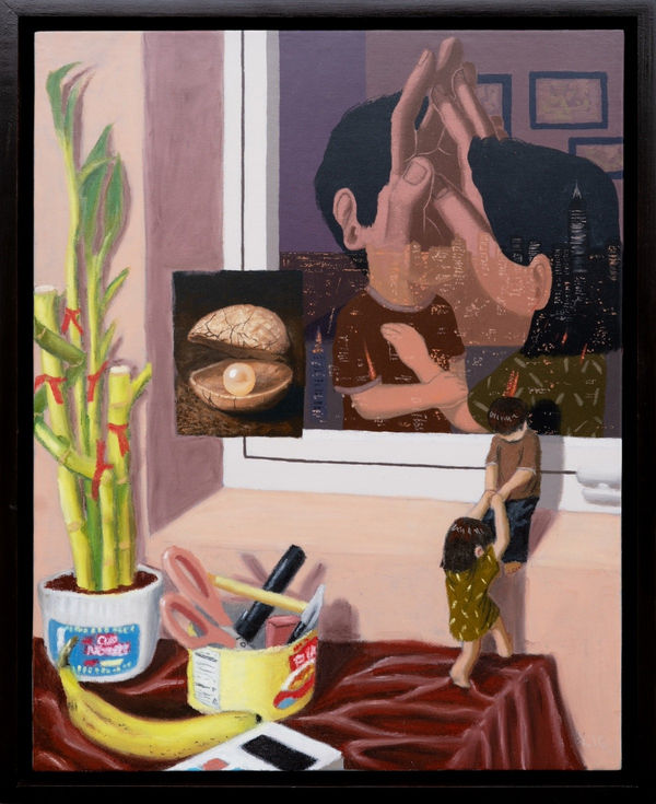 Blic Quiet Bloom, 2025 Oil pastel and Acrylic in Canvas 40 x 50 cm, 15.8 x 19.7 in Framed Size: 44.9x55 cm 17,7 x 21.7 in