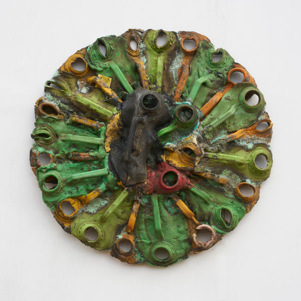 Serge Attukwei Clottey Halfway through, 2021 Melted plastic 28 x 28 in 71.12 x 71.12 cm