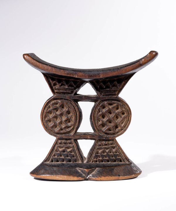 Triangles Galore, Headrest, Anonymous Shona Artist, Zimbabwe, Wood, Duende Art Projects