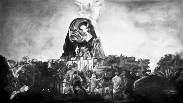 Karen Russo, Barlach Temple on Fire, 2019