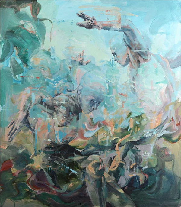 Dairo Vargas Sequence. Mixed media on canvas 117 x 107 cm 46 x 42 1/8 in